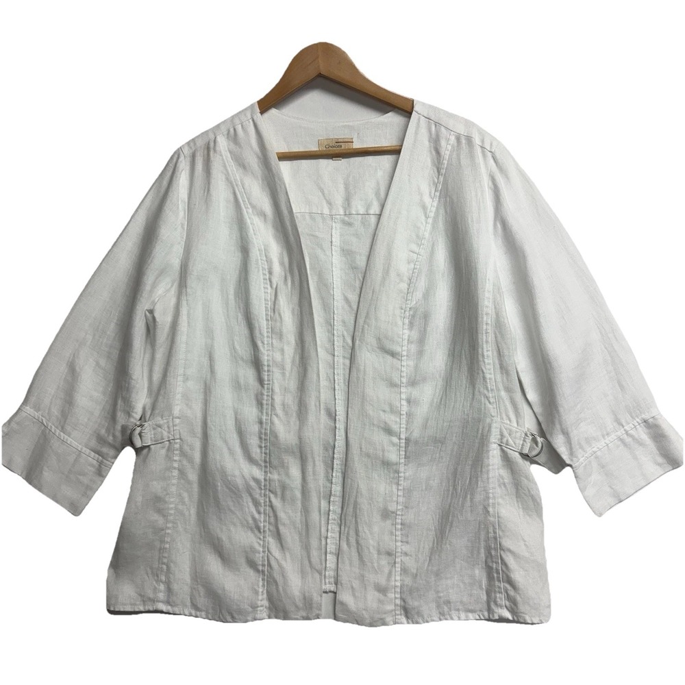 Choices 100% Linen Open Front Cardigan Jacket Womens Large